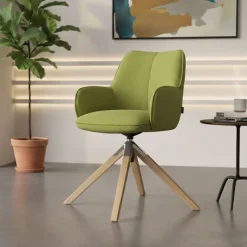 Sedia riunioni Nora, base in legno girevole