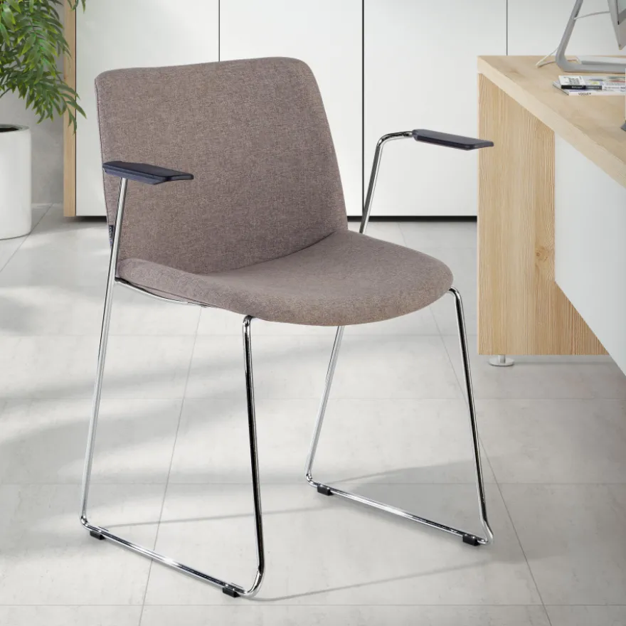 Sedia Sala d'Attesa Flow, schienale ergonomico, slitta, con braccioli