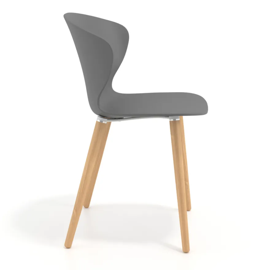 Sedia Scandinava Emily, seduta ergonomica, gambe in legno