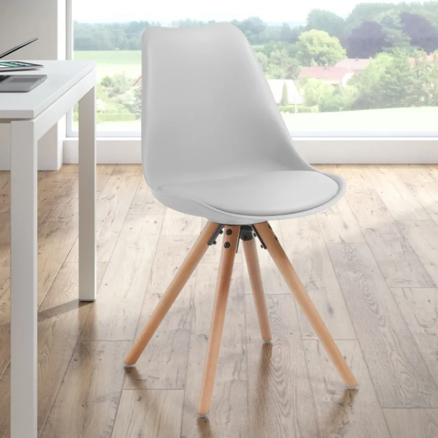Sedia scandinava Norway, design, gambe in legno