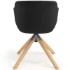 Sedia Scandinava Ores, Gambe in Legno, rotante, Pelle