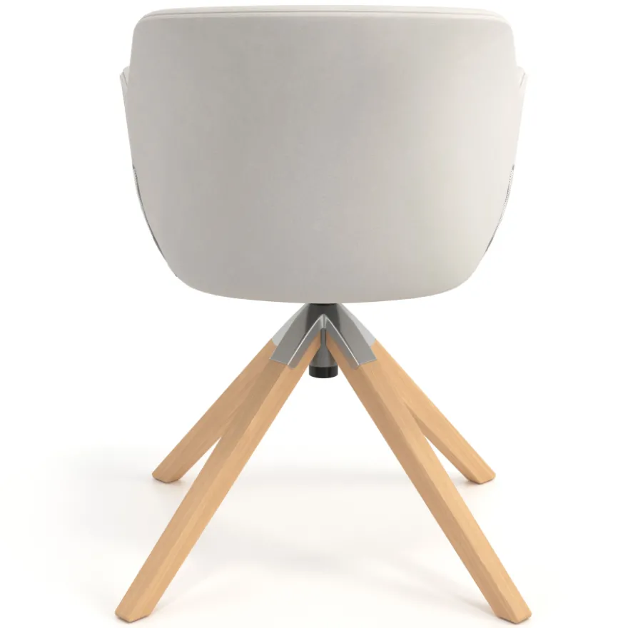 Sedia Scandinava Ores, Gambe in Legno, rotante, Pelle