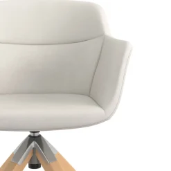 Sedia Scandinava Ores, Gambe in Legno, rotante, Pelle
