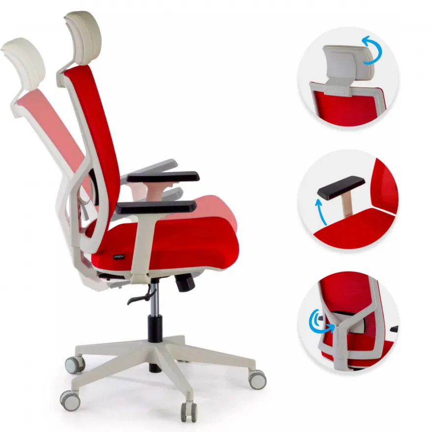 Sedia Scrivania Ergonomica Verdi white, braccioli regolabili, con poggiatesta