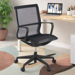Sedia ufficio Design Fox black, Schienale Basculante, in Rete