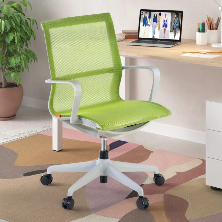 Sedia ufficio Design Fox white, Schienale Basculante, in Rete