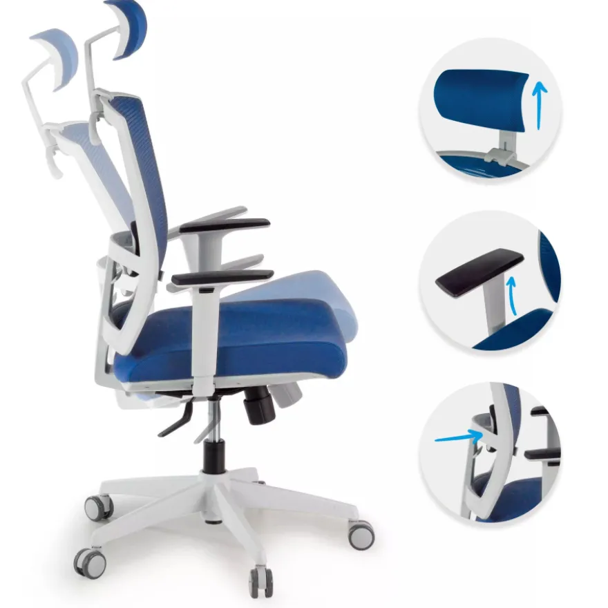 Sedia Ufficio Ergonomica Akira white con poggiatesta
