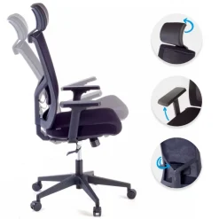 Sedia Ufficio Ergonomica Verdi, braccioli regolabili, con poggiatesta