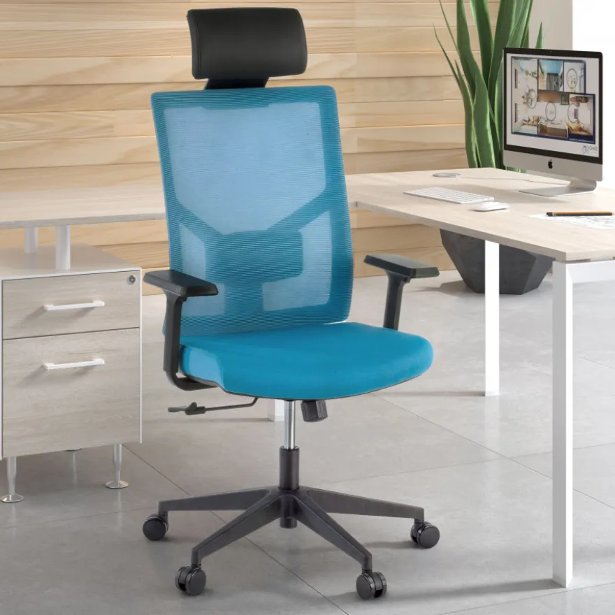 Sedia Ufficio Ergonomica Verdi, braccioli regolabili, con poggiatesta