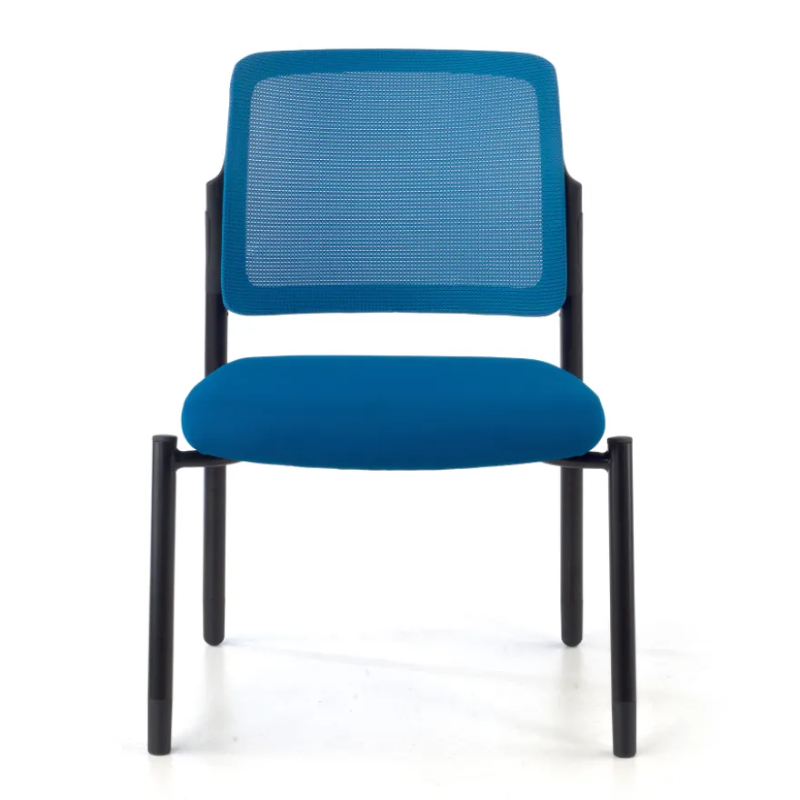 Sedia visitatore Hermes, base a 4 gambe, seduta ampia, schienale in rete