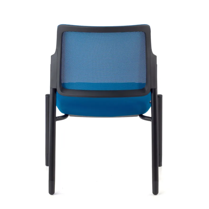 Sedia visitatore Hermes, base a 4 gambe, seduta ampia, schienale in rete