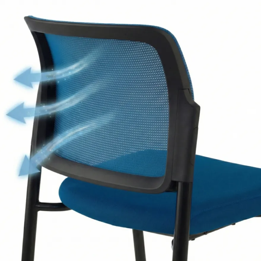Sedia visitatore Hermes, base a 4 gambe, seduta ampia, schienale in rete