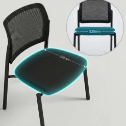 Sedia visitatore Hermes, base a 4 gambe, seduta ampia, schienale in rete