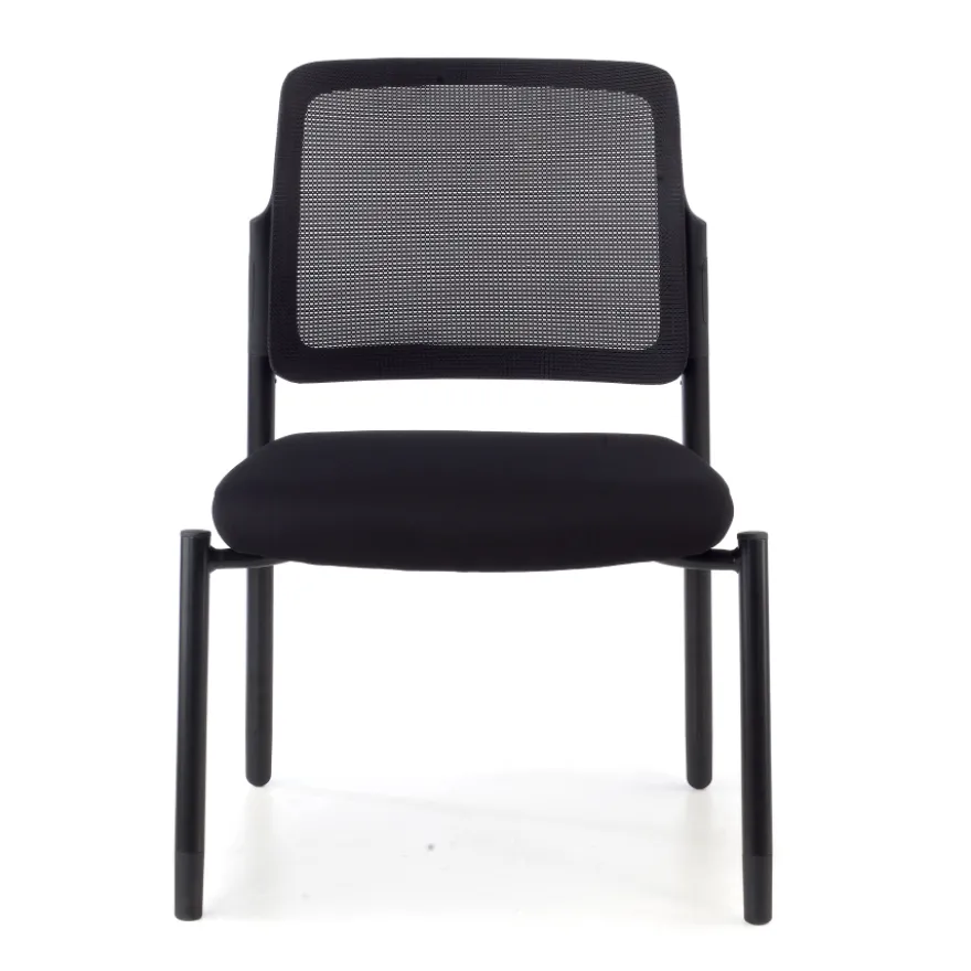 Sedia visitatore Hermes, base a 4 gambe, seduta ampia, schienale in rete