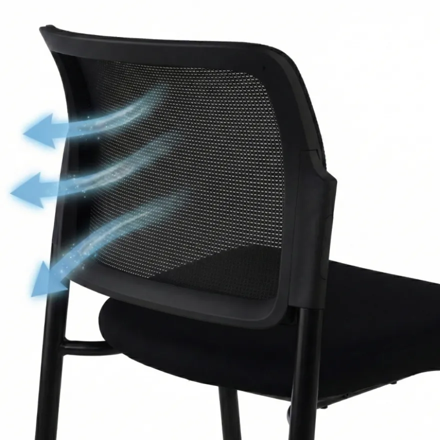 Sedia visitatore Hermes, base a 4 gambe, seduta ampia, schienale in rete