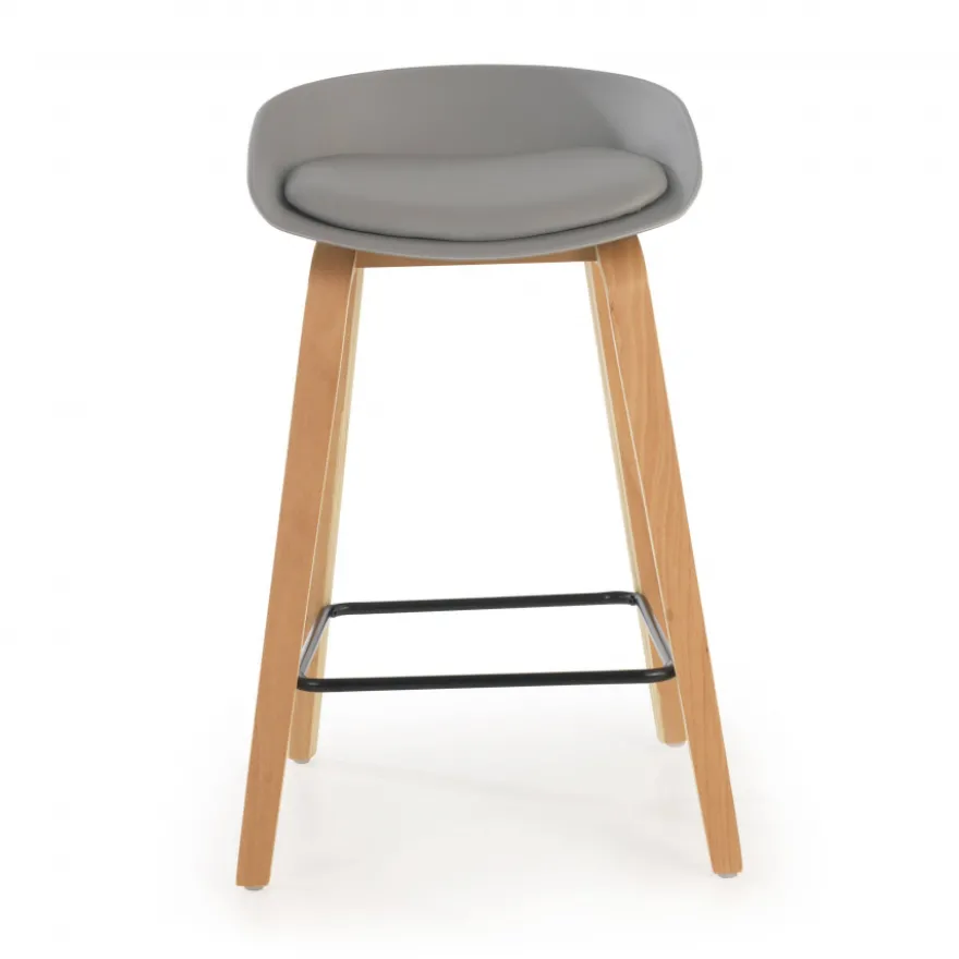 Sgabello alto Helsinki in stile nordico con gambe in legno