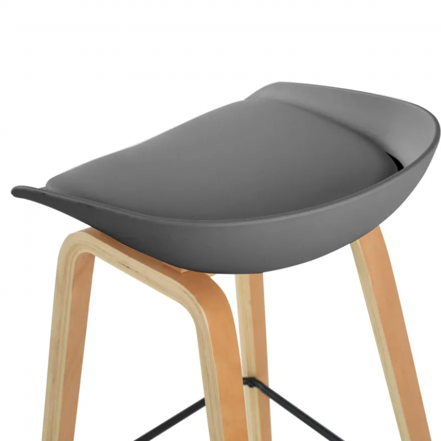 Sgabello alto Helsinki in stile nordico con gambe in legno