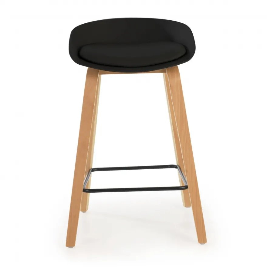 Sgabello alto Helsinki in stile nordico con gambe in legno