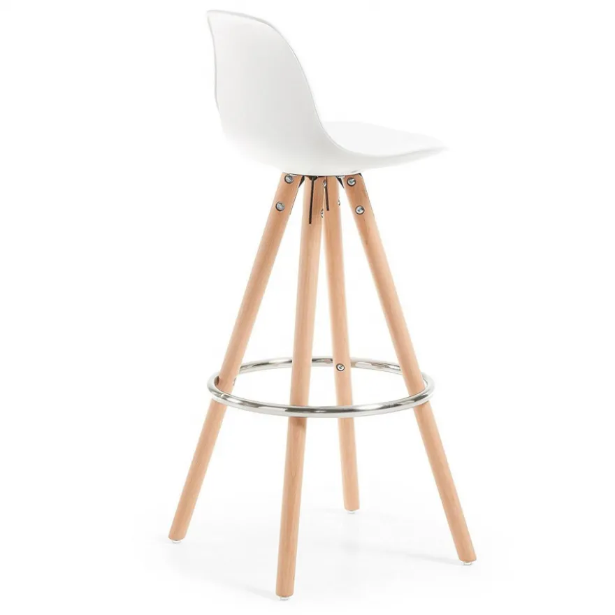 Sgabello alto Norway con gambe in legno, design scandinavo