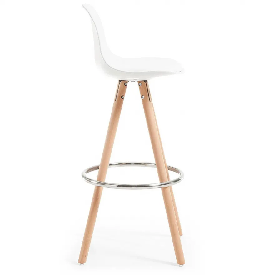 Sgabello alto Norway con gambe in legno, design scandinavo