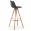 Sgabello alto Norway con gambe in legno, design scandinavo