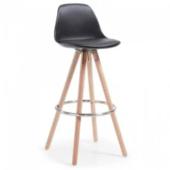 Sgabello alto Norway con gambe in legno, design scandinavo