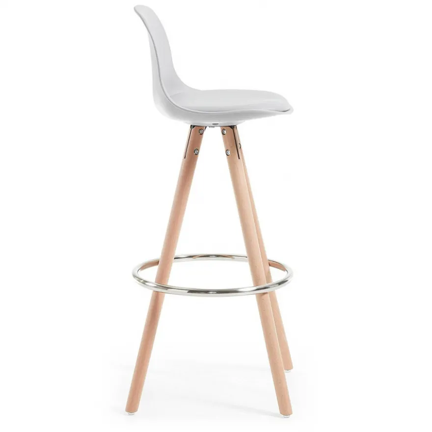 Sgabello alto Norway con gambe in legno, design scandinavo