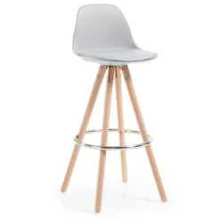 Sgabello alto Norway con gambe in legno, design scandinavo