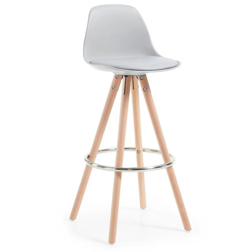 Sgabello alto Norway con gambe in legno, design scandinavo