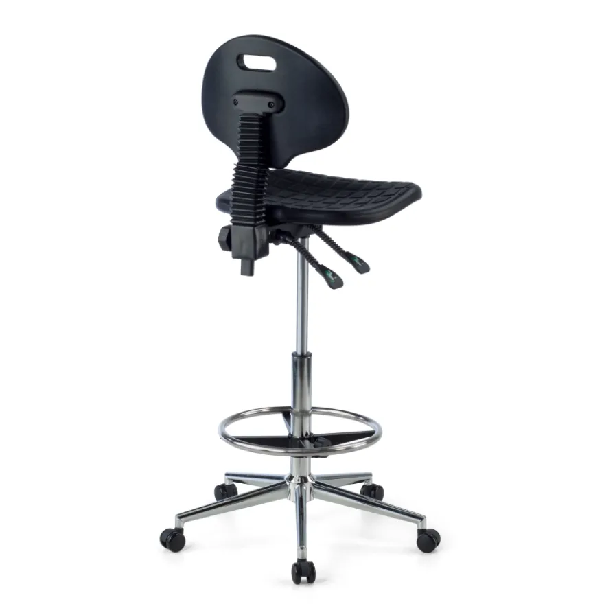Sgabello da laboratorio TopWork, altezza e schienale regolabili