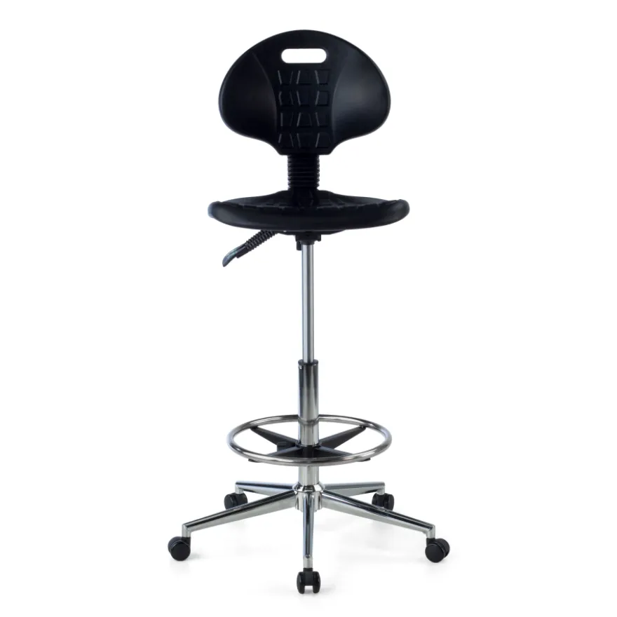 Sgabello da laboratorio TopWork, altezza e schienale regolabili
