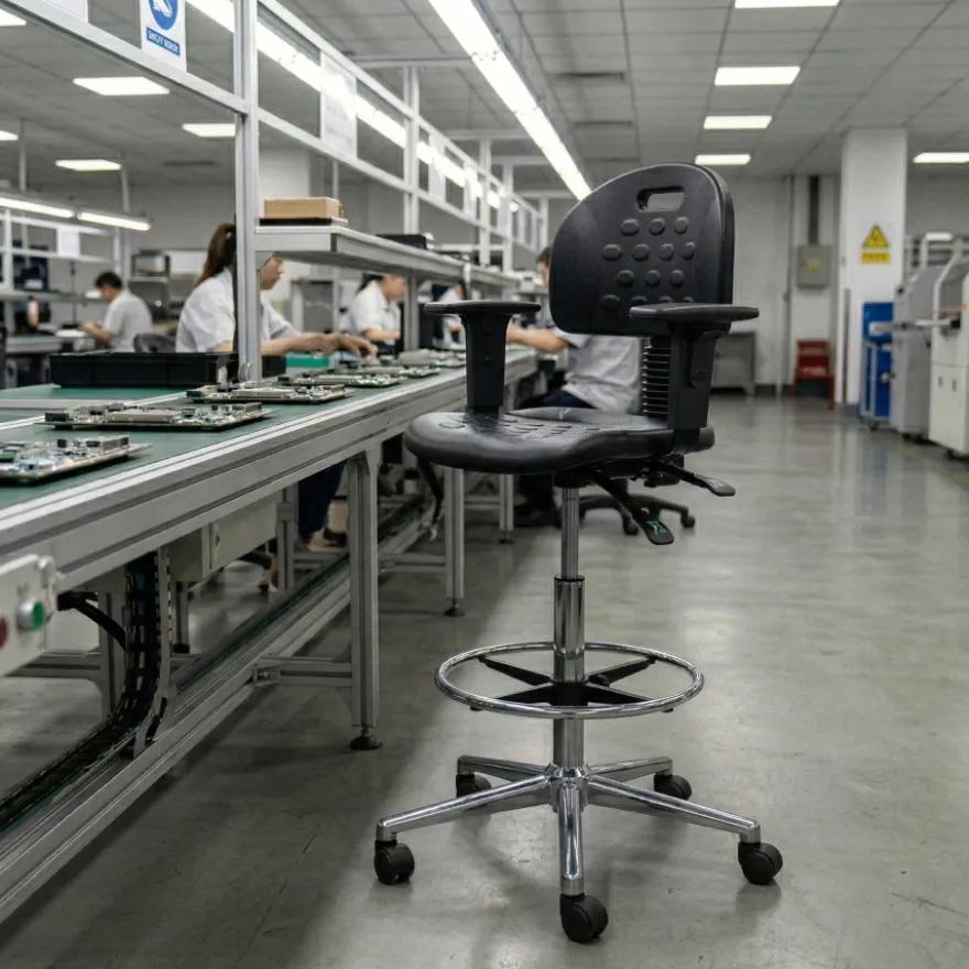 Sgabello da lavoro con braccioli MaxWork X1, anello poggiapiedi
