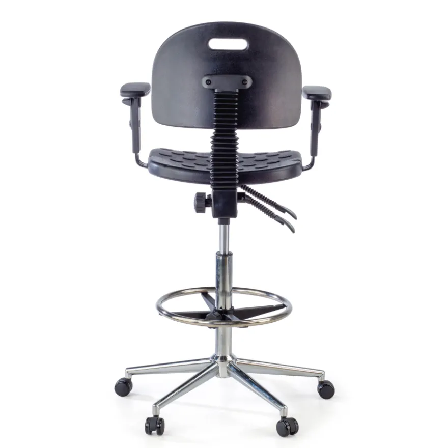 Sgabello da lavoro con braccioli MaxWork X1, anello poggiapiedi