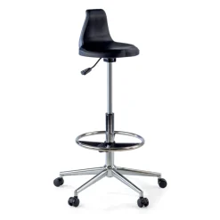 Sgabello da lavoro con schienale Polytec, ergonomico