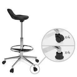 Sgabello da lavoro MaxWork 41, Con Poggiapiedi, regolabile