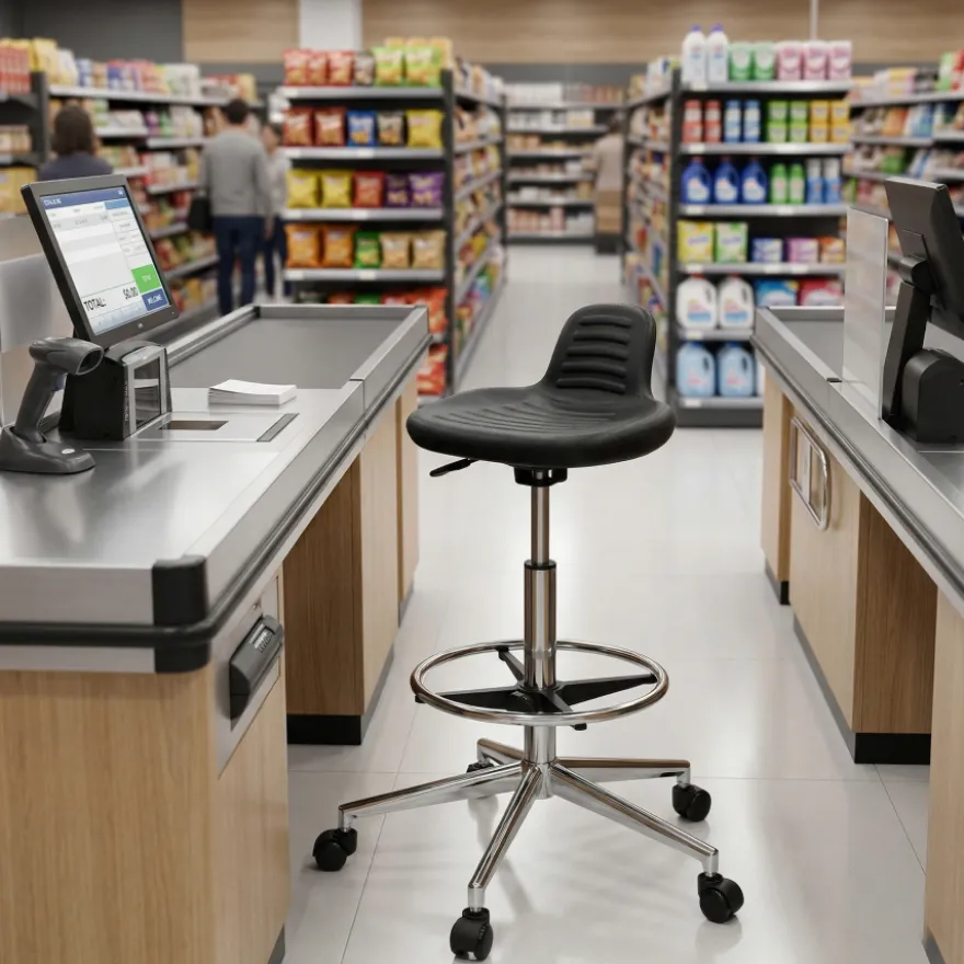 Sgabello da lavoro MaxWork 41, Con Poggiapiedi, regolabile