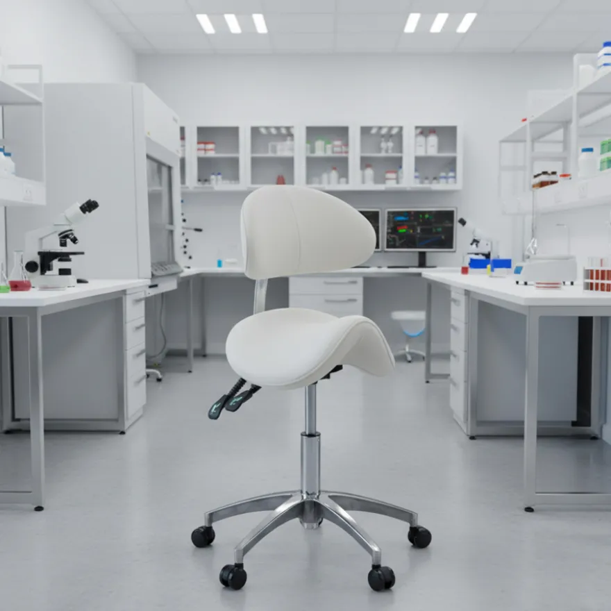 Sgabello sella di cavallo con schienale ergonomico per clinica ed estetista
