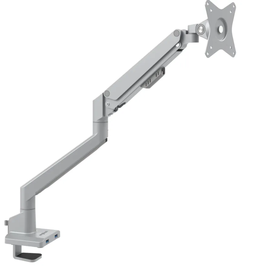 Supporto monitor individuale con porta USB, alluminio, 1 schermo