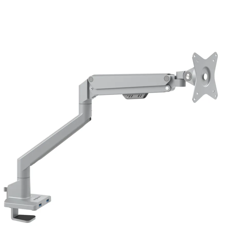 Supporto monitor individuale con porta USB, alluminio, 1 schermo