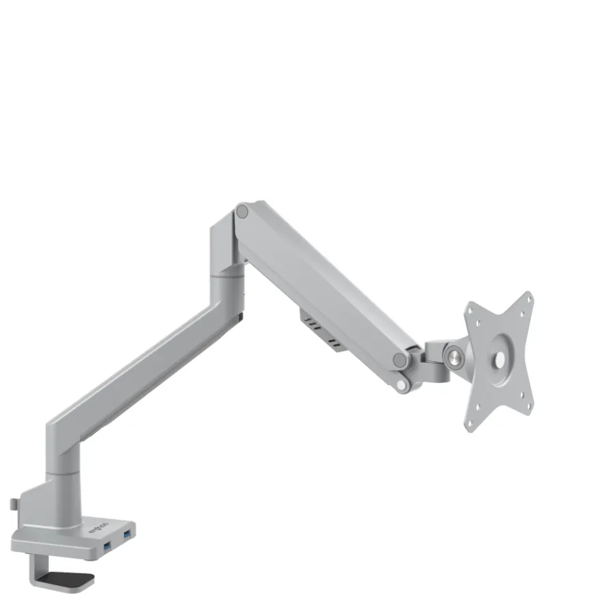 Supporto monitor individuale con porta USB, alluminio, 1 schermo