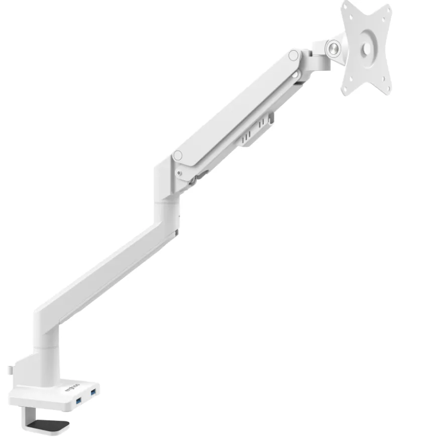 Supporto monitor individuale con porta USB, alluminio, 1 schermo