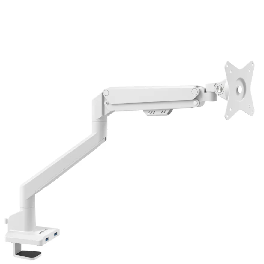 Supporto monitor individuale con porta USB, alluminio, 1 schermo