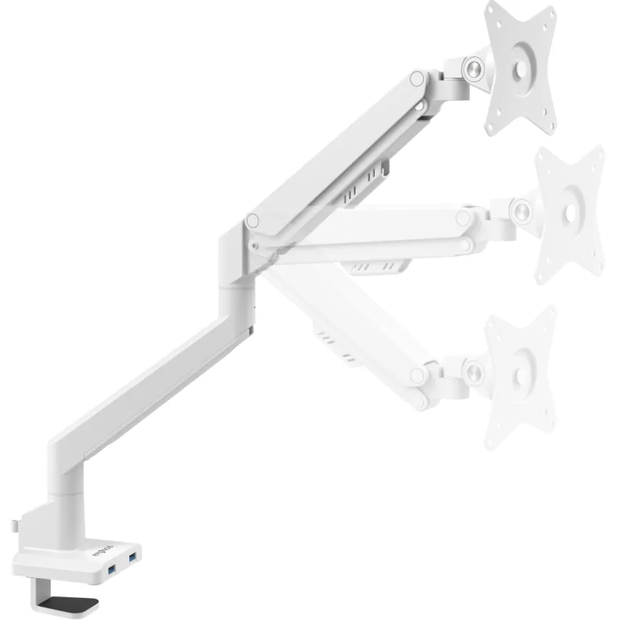 Supporto monitor individuale con porta USB, alluminio, 1 schermo