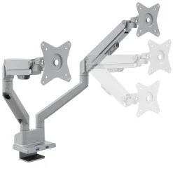 Supporto monitor scrivania doppio con porta USB, alluminio, 2 schermi
