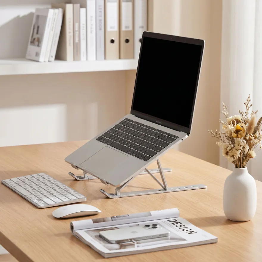 Supporto per laptop pieghevole in alluminio, regolabile su 6 altezze