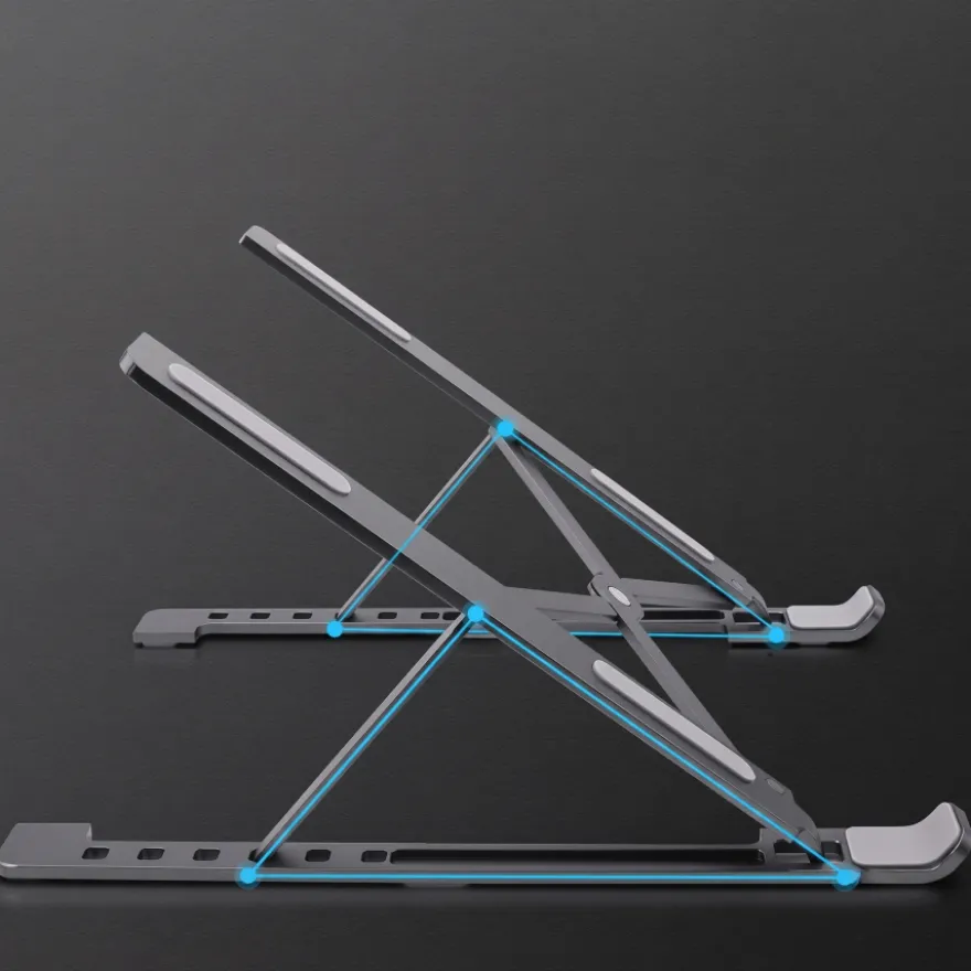 Supporto per laptop pieghevole in alluminio, regolabile su 6 altezze