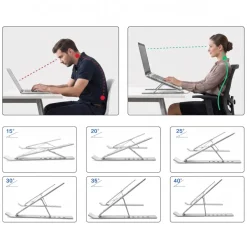 Supporto per laptop pieghevole in alluminio, regolabile su 6 altezze